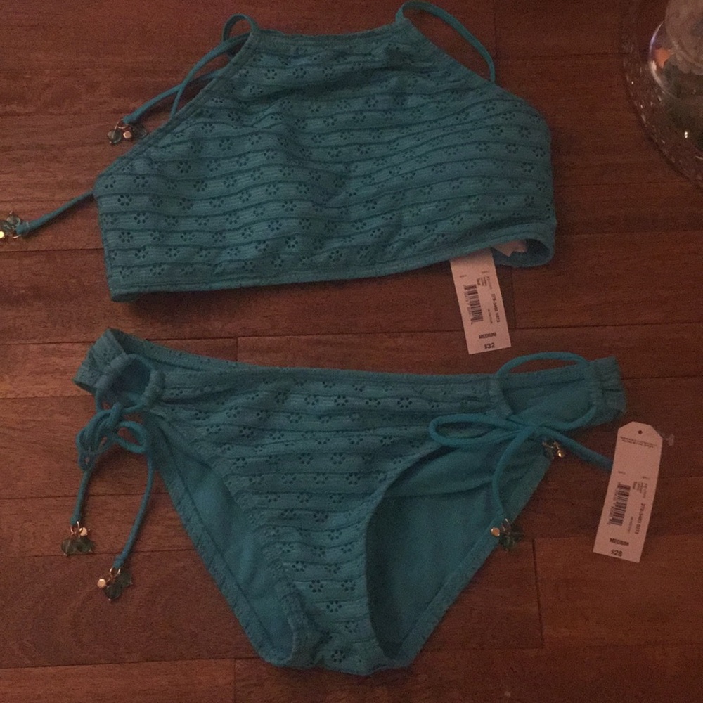 Teal two piece swimsuit